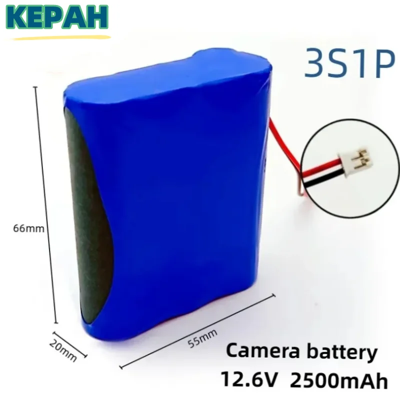 3S1P, 12.6V, 2500mAh, 18650,12V battery pack, backup power lithium-ion battery pack, used for closed circuit television cameras