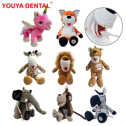 Juguetes de peluche dentales con modelo de dientes para niños, muñecos educativos de aprendizaje de cepillado, animales de peluche, regalos de dentista, accesorios de odontología