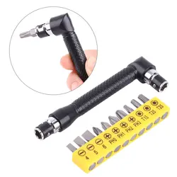 L-shaped 1/4 Hexagonal Screwdriver Bit 90 Degree Double Head Handle Black 6.35 Wrench 10pc Yellow Tape Screwdriver Bit Tool Set