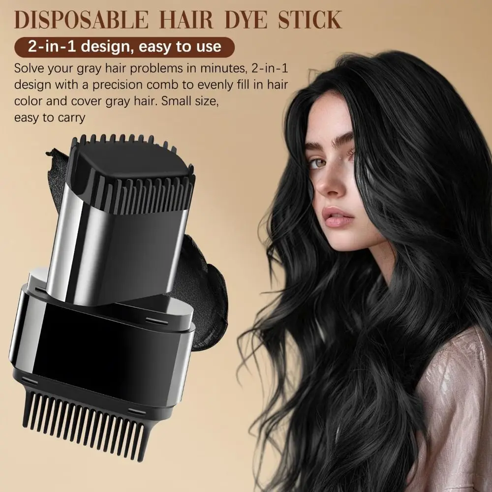 New Waterproof Comb Hair Dye Black Color Sweat-proof 2 in 1 Instant Dye Easy to Use Hair Dye Comb Stick for Gray Hair Coverage