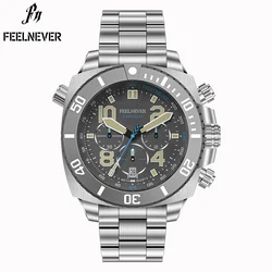 FeelNever Brand Top Sports Diving Quartz Watch Men's Stainless Steel Big Dial Men's Watch 500M Waterproof Clock Reloj Hombre