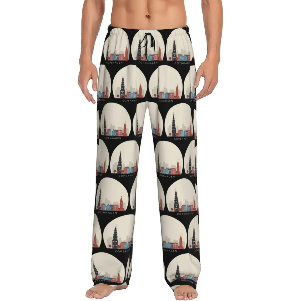 

Изготовленные на заказ пижамные штаны Copenhagen Travel Icon, мужская одежда для сна, штаны для сна с карманами