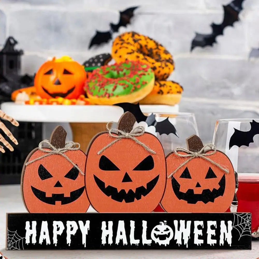 

Festival Party Supplies Wooden Fall Pumpkin Table Decor Funny Decorative Pumpkin Table Sign Cute Halloween Ornaments Living Room