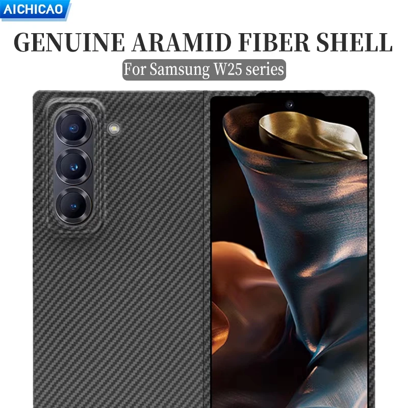 

Carbon Real Carbon Phone Case for Samsung Galaxy W25 Aramid Fiber Ultra-Thin Anti-Drop Phone Shell Carbon Fibre