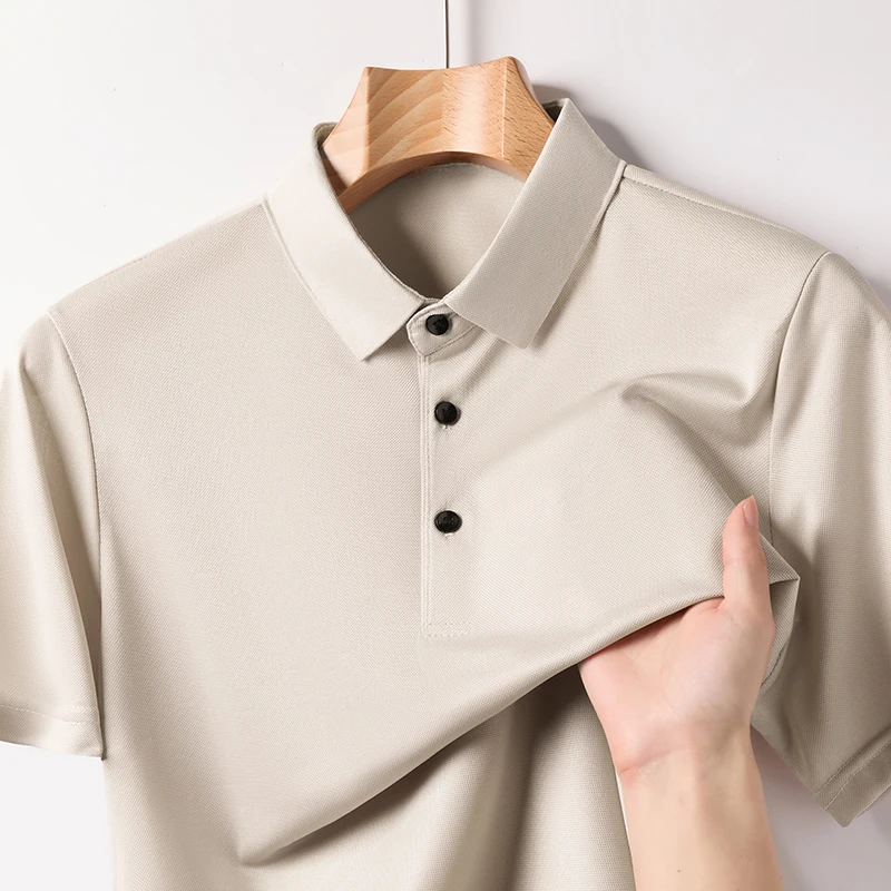 

Luxury Brand Men's Polo Shirt Summer Solid Color Short Sleeve Exquisite Quality Fashion Lapel T-Shirt Business Casual Menswear