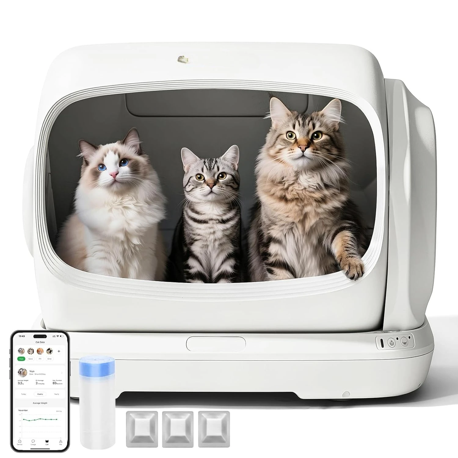 Robotail Self Cleaning Cat Litter Box,106L XXXL Extra-Large Automatic Cat Litter Box for Large Cats, Open Top, Customized