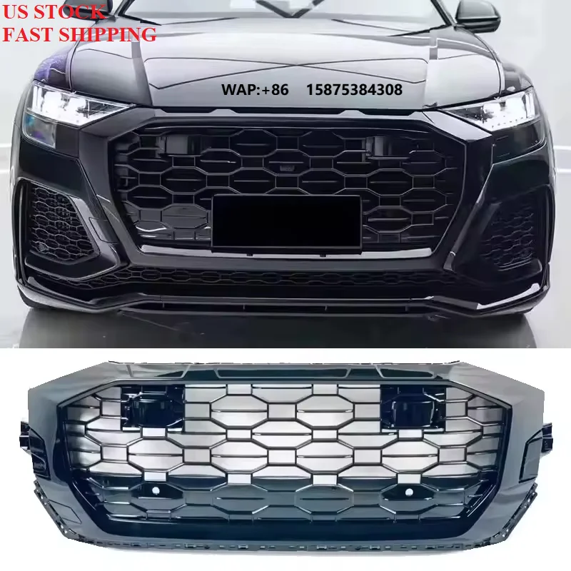 

Car Front Bumper Grill Black Honeycomb Mesh Grille With ACC Black Frame for Q8/SQ8 4M RS Style 2020-2023