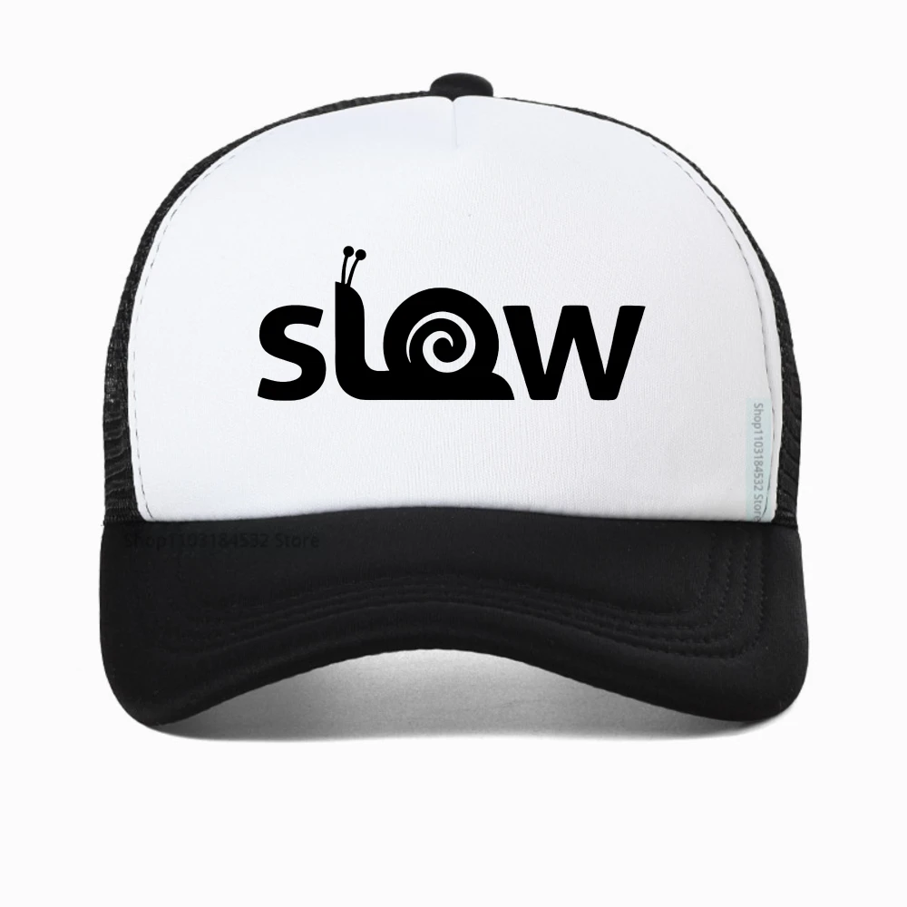 

Funny Slow Snail Print baseball cap fashion Graphic Men Women Breathable Sports hat outdoor casual mesh trucker hat