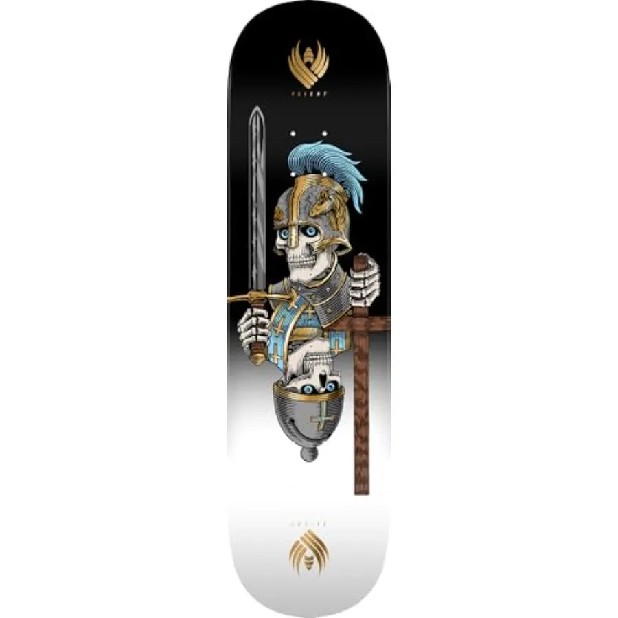 

Gold Foil Flight Skateboard Deck 8.42 x 31.88 for Street and Park Use Durable Maple Wood with Bold Skull Design