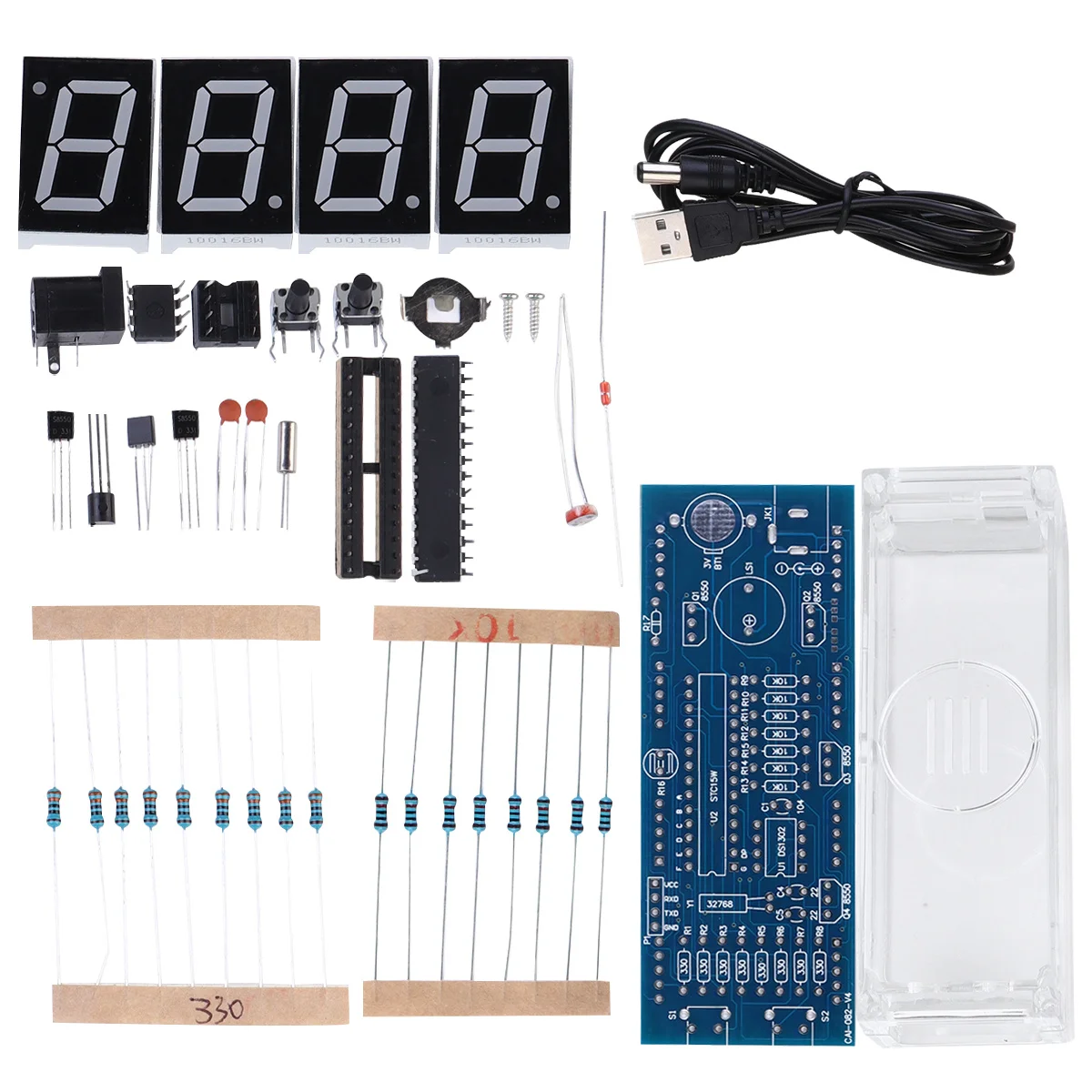 

1set 1Set Digital Kit White Scm Diy Clock Led Electronic Hardware Simple Timepiece Microchip Clock Parts