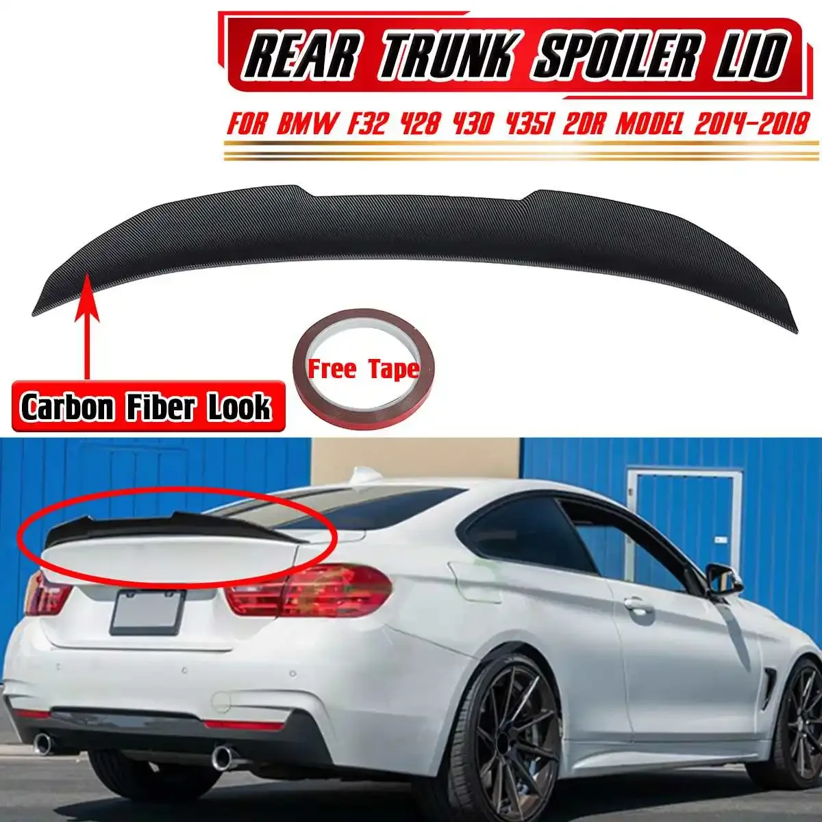 

New 435i Car Rear Trunk Boot Lip Wing Lip For BMW F32 428 430 435i 2DR Model 2014-2018 PSM Style Rear Wing Spoiler Lid Body Kit