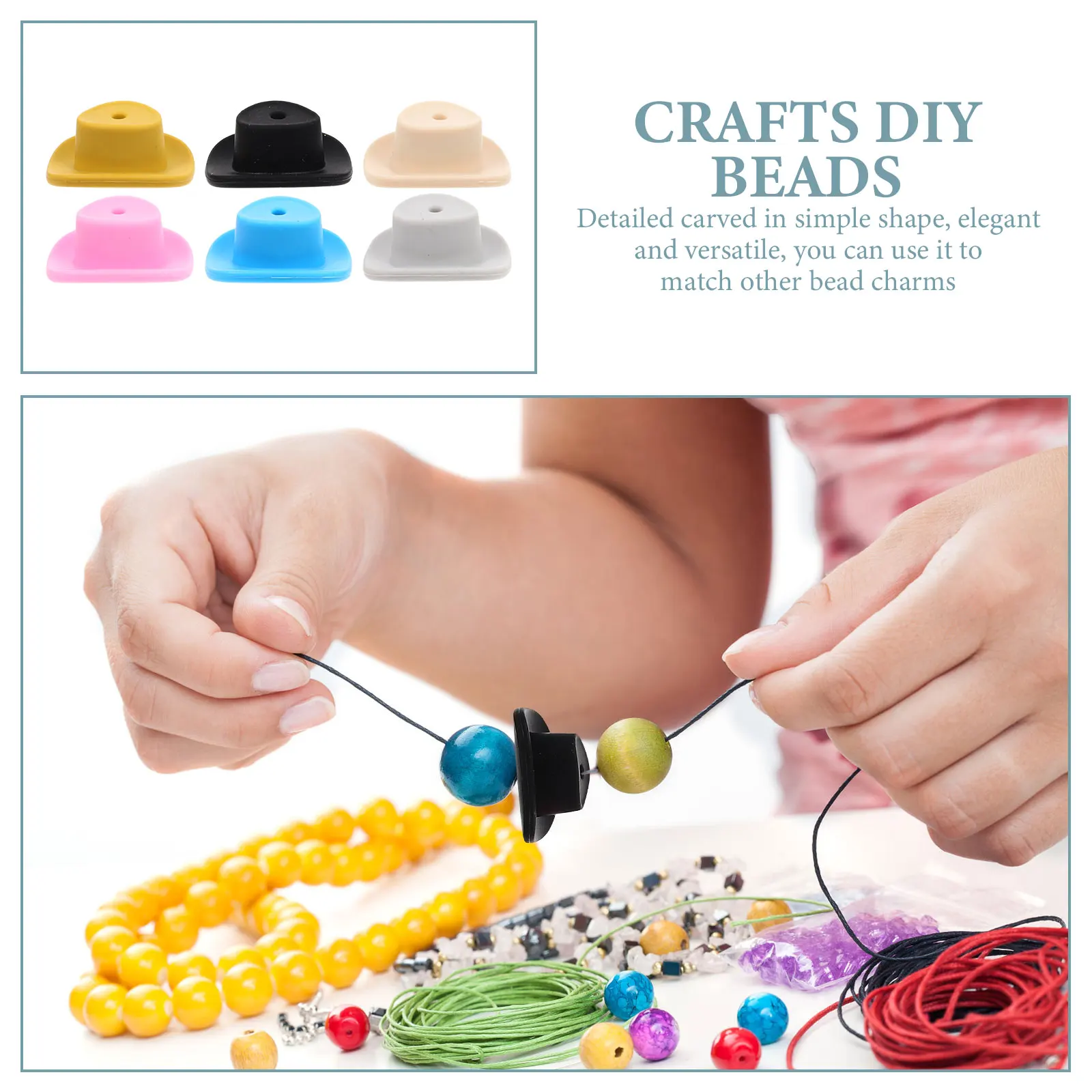 

6pcs Silicone Beads Baby Teething DIY Crafts Garland Hole Cap Shape Charms Bracelet Making Jewelry Accessories Mixed Color