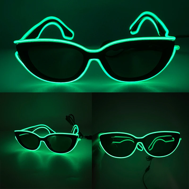 Fashion Glowing Cat eye Sunglasses luminous Cute Avant-garde Style glasses led light up glasses bar props for Handsome man women