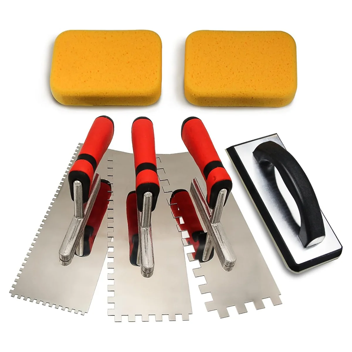 

AAA87 6pcs Tile Tools,Stainless Steel Square Notched Trowel Set,Grout Float and Grout Sponge for Tiling Installation Grouting