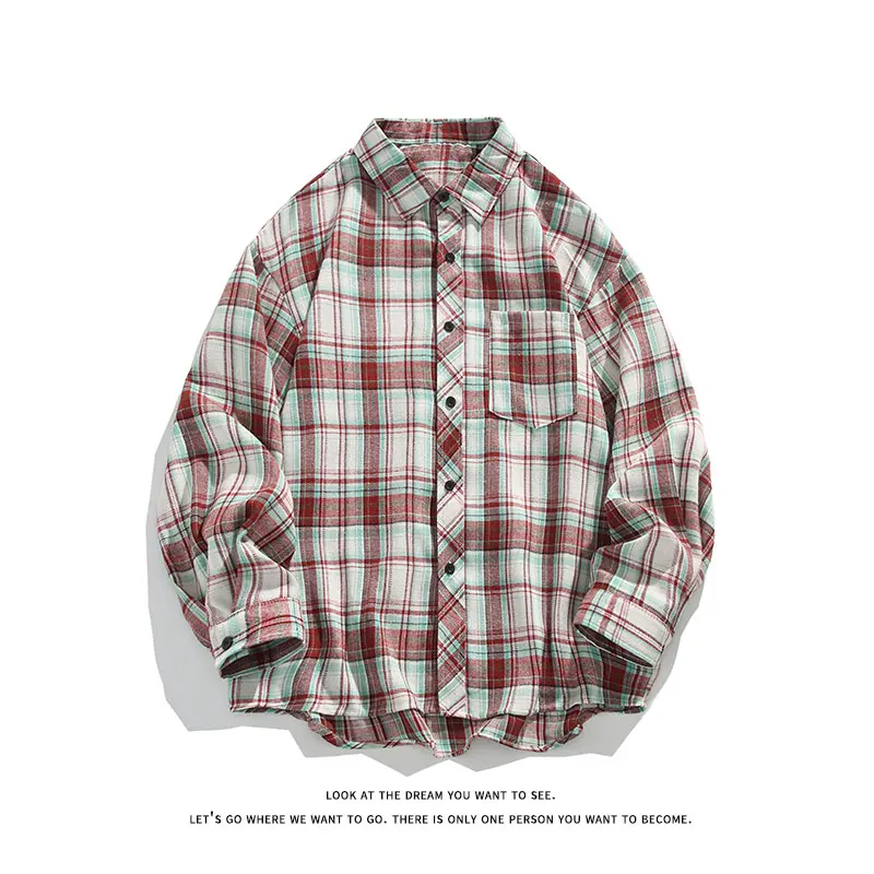 

Korean Clashing Plaid Shirts Thin Long Sleeve Shirt Loose Fit Vintage Shirt Men Women Casual Summer Sun Protection Clothing Coat