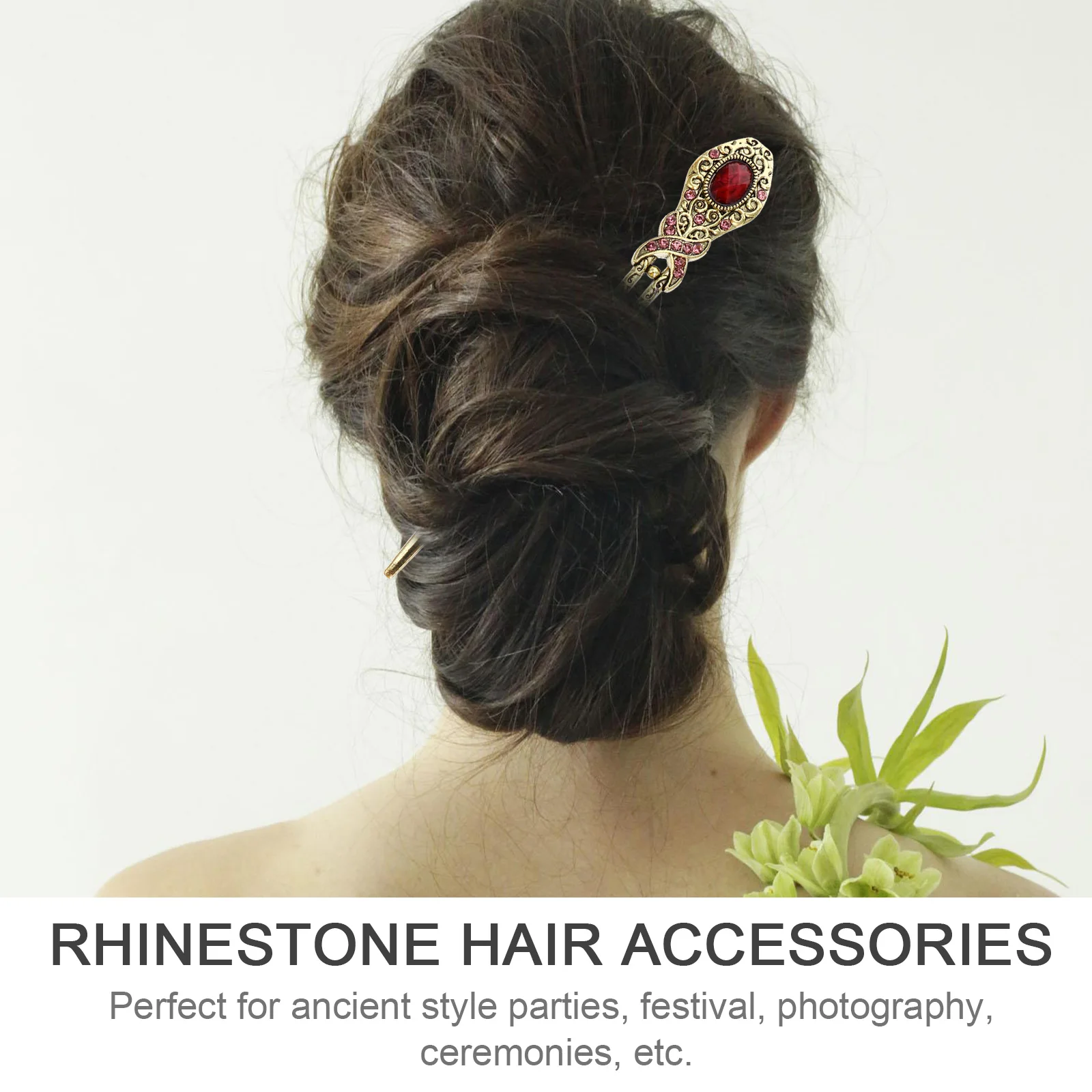 

4pcs Vintage Rhinestone Pins Chinese Retro Chopsticks For Women Classical Clips Alloy Sticks Hair Decor Diy Hair Accessories