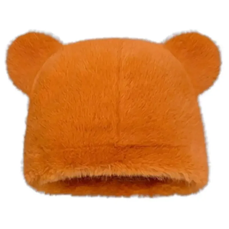 39BD Cartoon Bear Ear Hat for Female Winter Beanie Cap InsStyle Causal Headwear Skull Hat Female Photoshooting Props Bonnet - Detail 1
