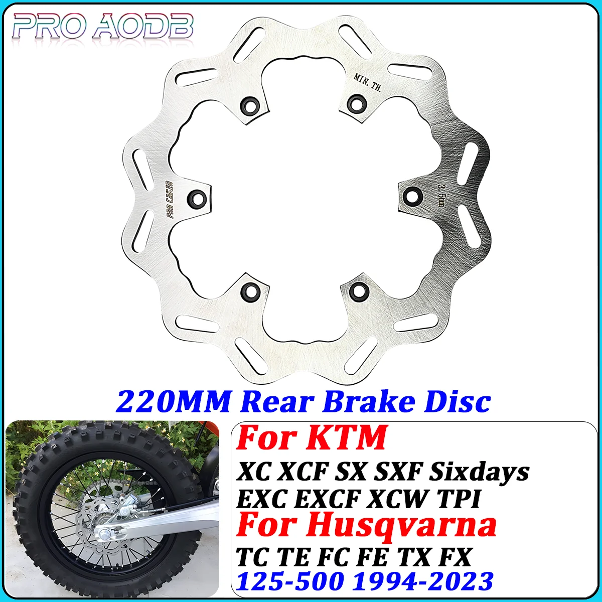 

Motorcycle 220MM Rear Brake Disc Rotor For KTM SX SXF EXC EXCF XC XCF XCW TPI Sixdays Husqvarna TC TE FC FE TX FX 1994-2023