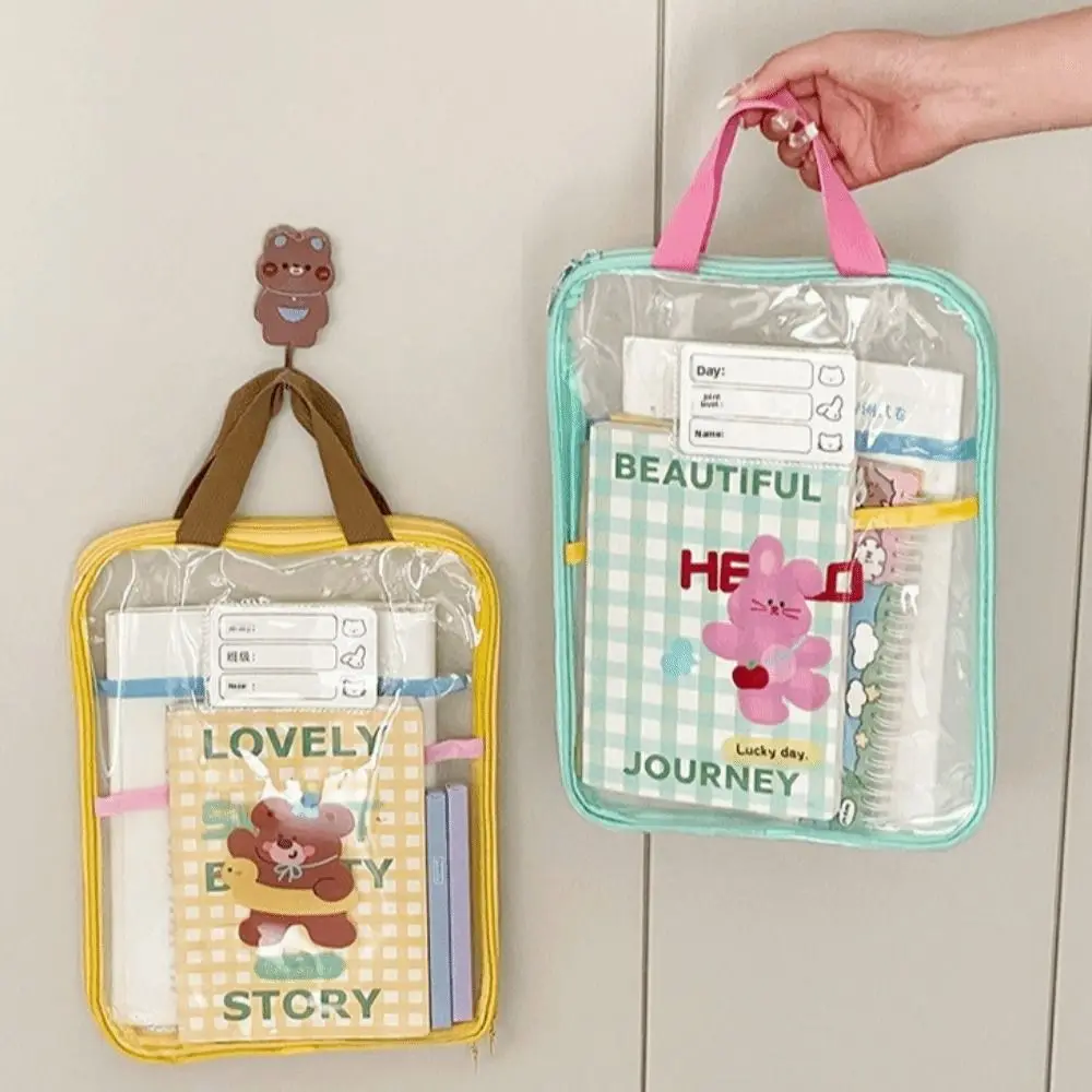 

New Cartoon File Storage Bag Transparent Waterproof Classification File Bag Multi-function Large Capacity Storage Handbag School