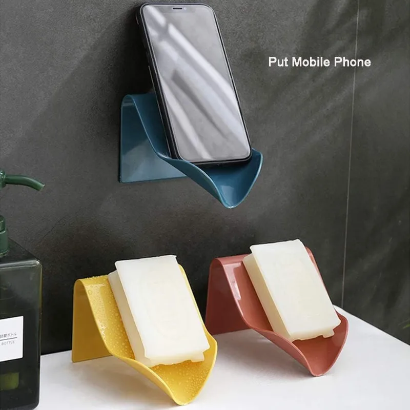 Wall Mounted Soap Holder Storage Box Self Drain Dish Adhesive Bathroom Shower Soap Dishes accesorios de baño moderno