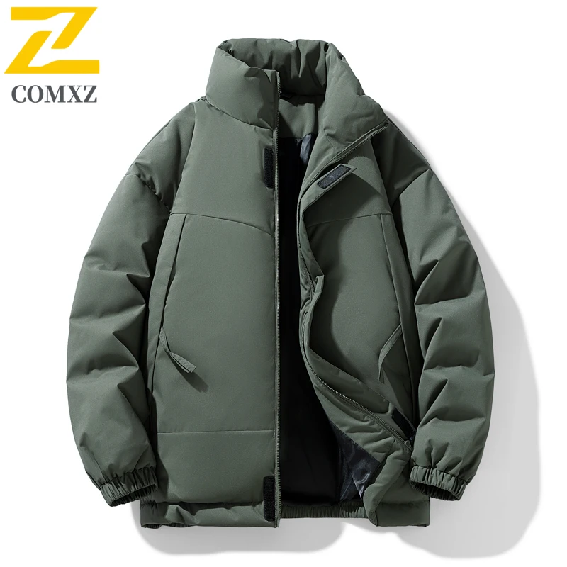 سترة قطن للرجال إصدار 2025 من القطن السميك للحماية من البرد والدفء وياقة واقفة معطف شتوي للترفيه في الهواء الطلق