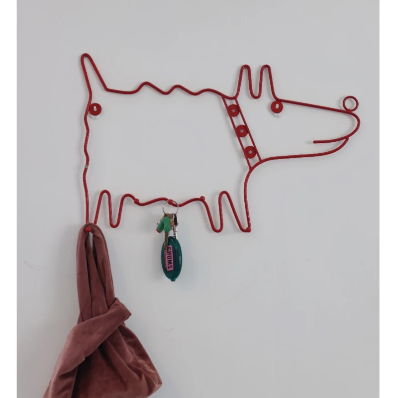 Decorative porch hook vintage red puppy metal cute coat rack dopamine animal minimalist