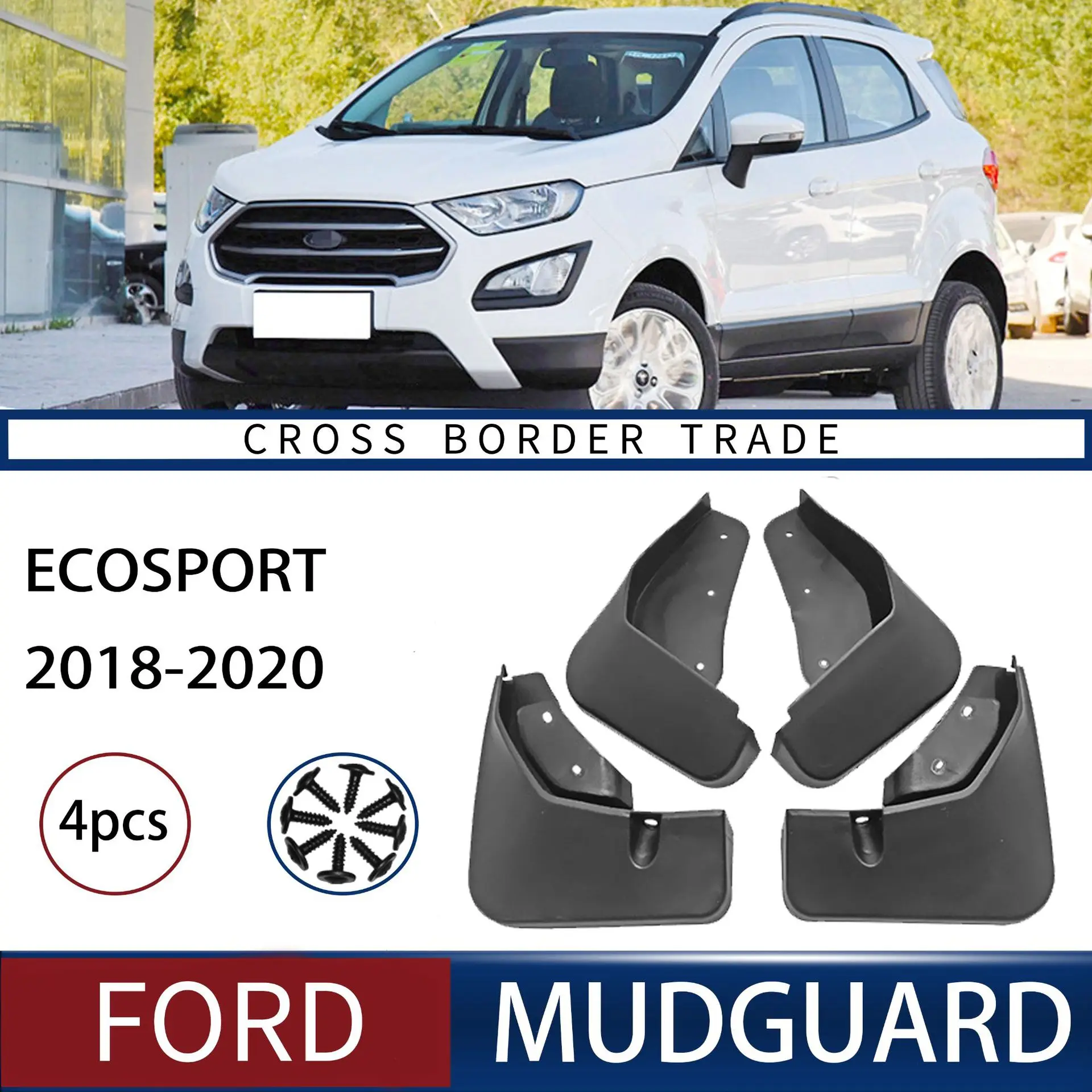 FOR Ford Ecosport 2018-2020 Car Molded Mud Flaps Splash Guards Mudguards Front Rear Styling Front Rear Car Accessories