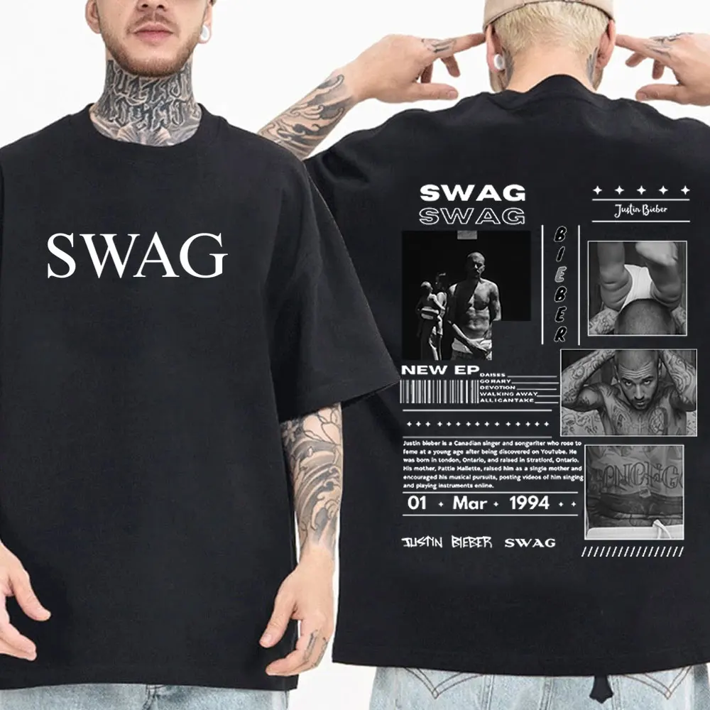 

Justin Bieber SWAG 2025, новый альбом, футболки для мужчин и женщин, модная футболка в стиле хип-хоп с короткими рукавами, хлопковая повседневная футболка, топы