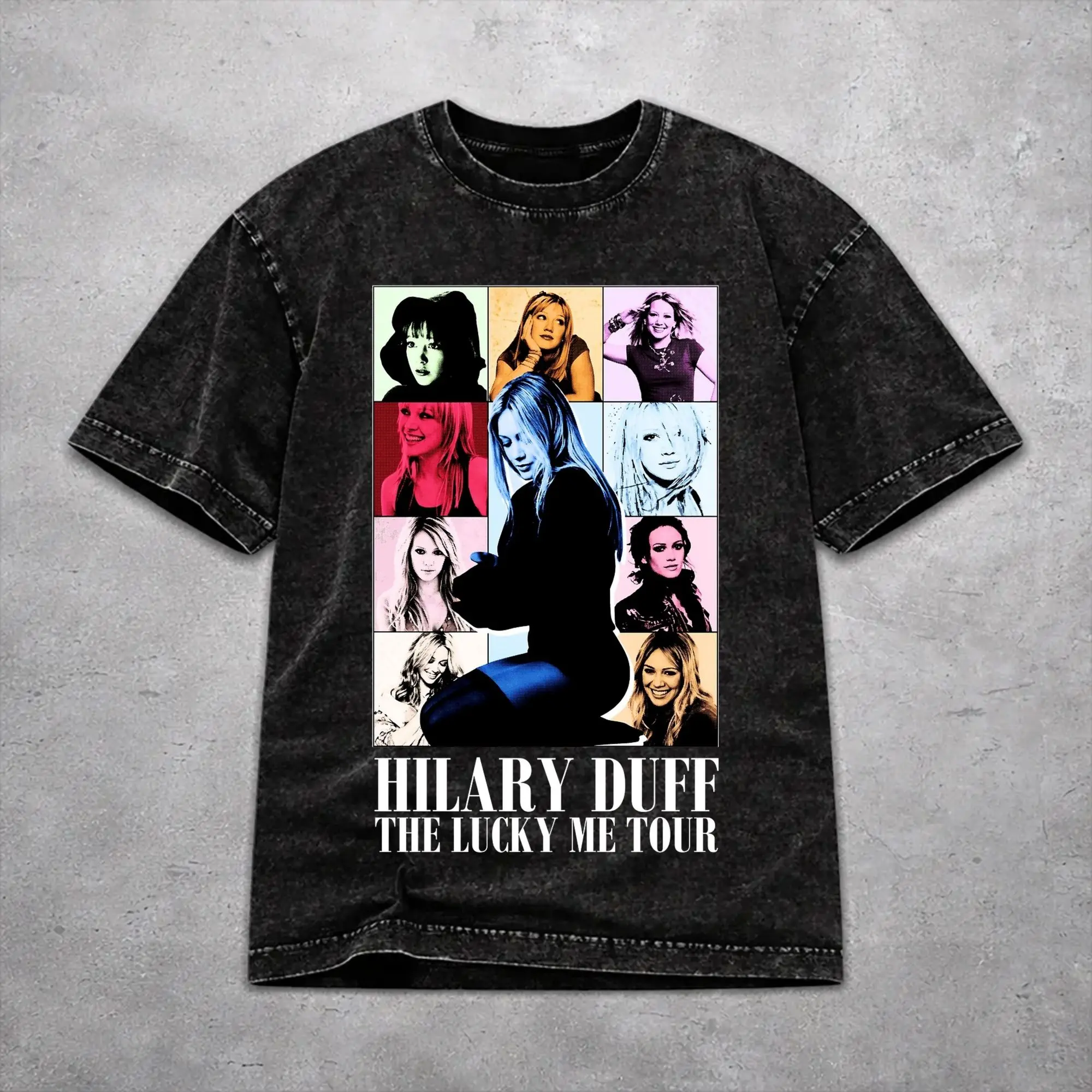 Vintage Hilary Duff Lucky Me Tour 2026 Merch T-Shirts for Men Women  Cotton Washed Tee Shirt Clothes