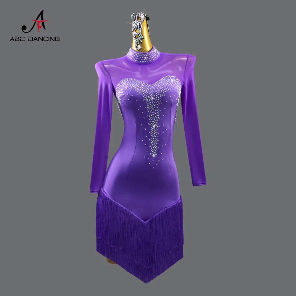 2024 nuovo vestito da ballo latino vestito da festa gonna da donna Costume Midi ragazza Prom Dancewear Line Outfit abbigliamento sportivo elegante sala da ballo