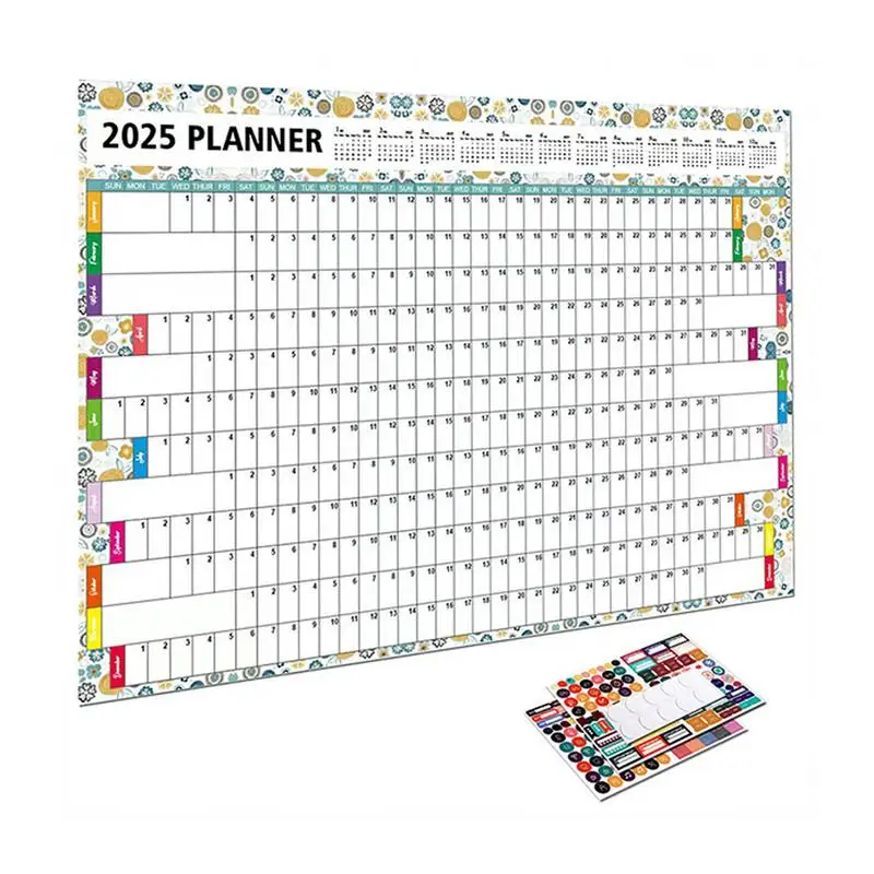 2025 Year Wall Calendar, Large Wall Poster Calendar, Year Planner Wall Calendar 365 Days Calendar for School Office