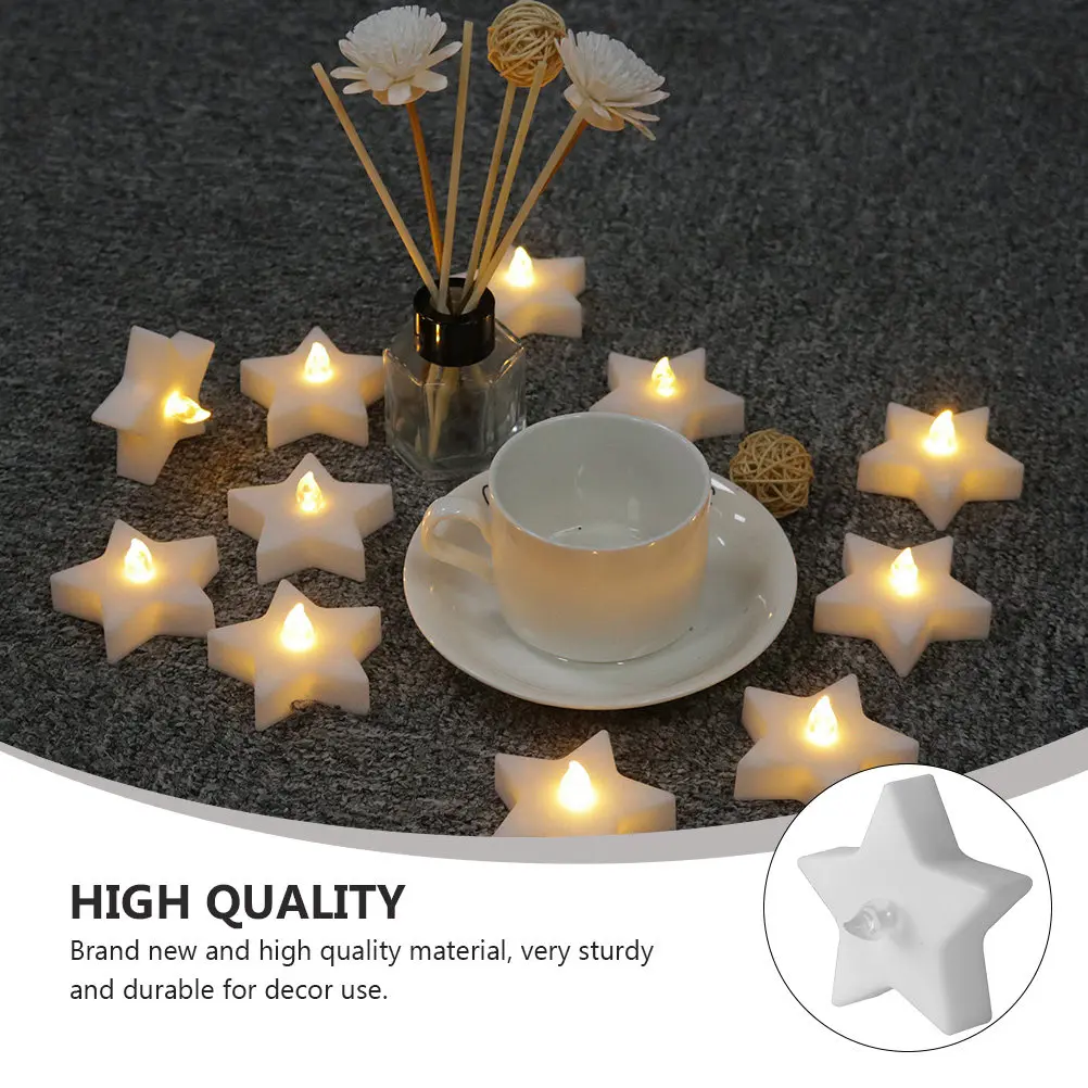 

12Pcs LED Electronic Star Lamp Warm White Flameless Decorative Plastic Lamp Party Birthday Christmas Proposal