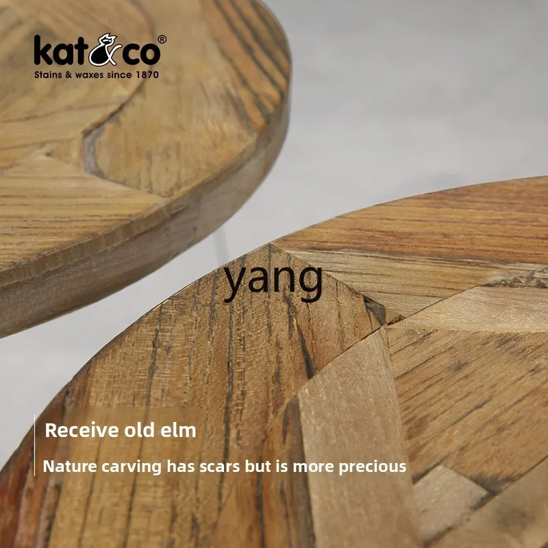 Picture 4: LMMretro recycled old elm parquet round edge table, American country small coffee table