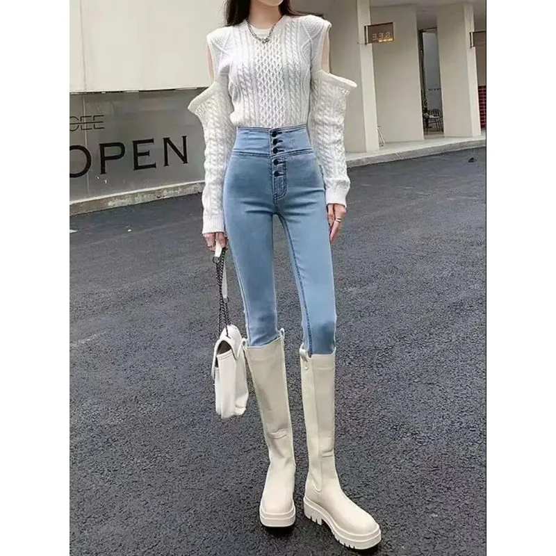 High-waisted Women's Spring Style Stretch Slimming Tight-fitting Hip-lifting Petite Feet 9-inch Pencil Pants Fashion Womenswear