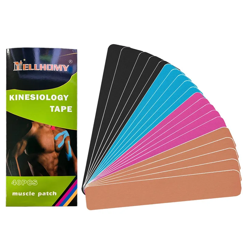 40 Pre-Cut Kinesiology Tape Mix Set Multicolored Ankle Wrists Knees Elastic Sport Tape Strips  Waterproof Breathable Latex Free