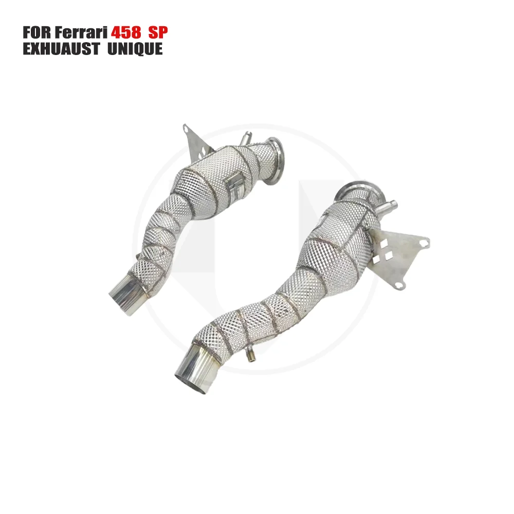 UNIQUE Exhaust System High Flow Performance Downpipe for Ferrar458 SP Pista Spider GTB V8 3.9T With Heat Shield