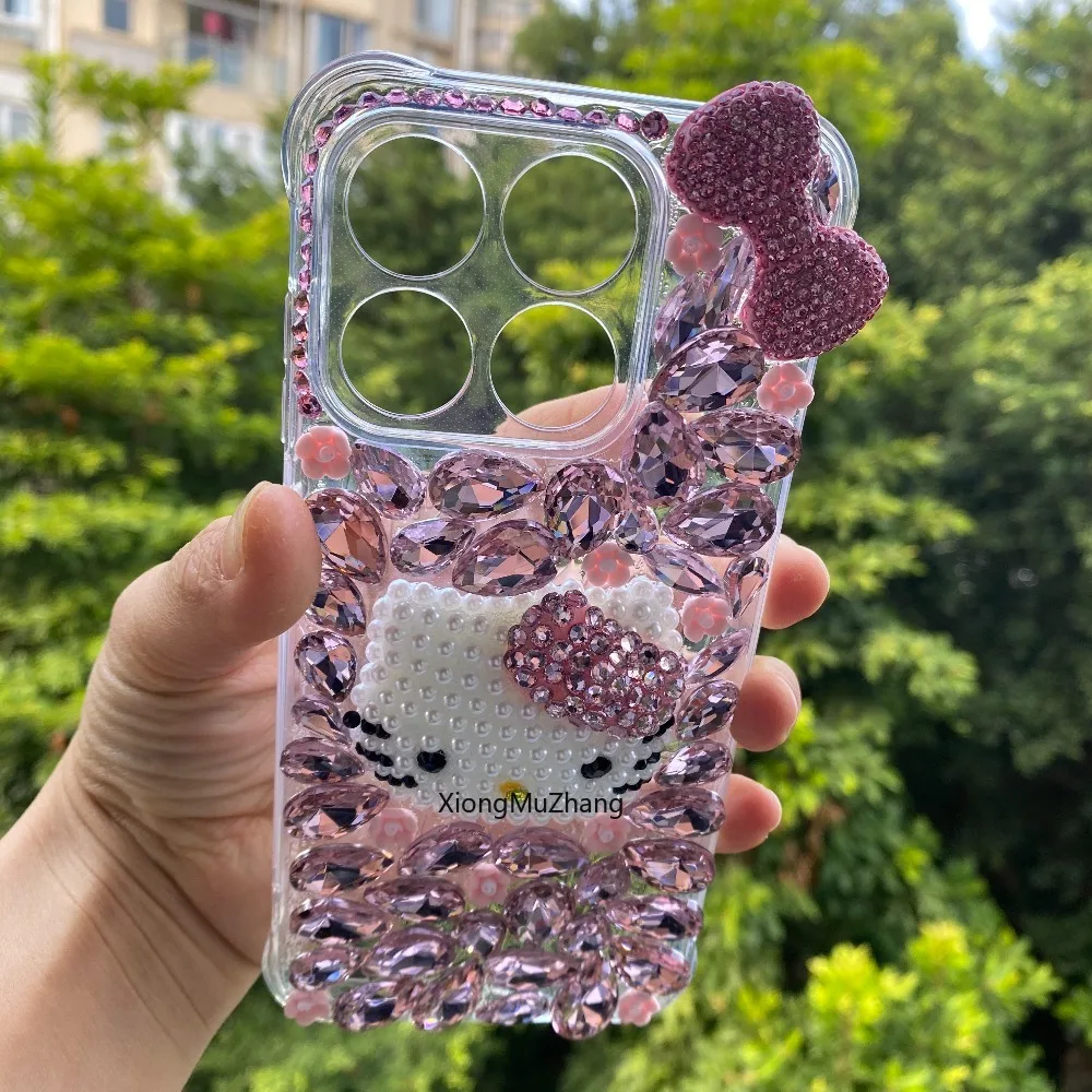 Für Nothing Phone 4A 4A Pro 4B 3A Pro 3 3A Lite 2 2A 1 CMF Phone 2 Pro Phone1 Hello Kitty Diamant-Schleifen-Bling-Handyhülle – Detail 3
