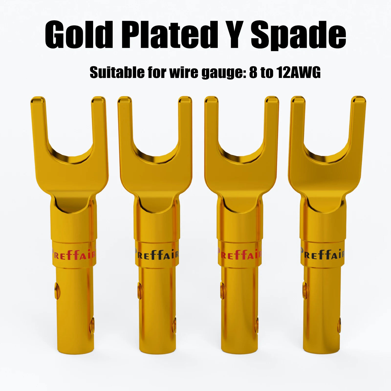 Y Spade Connector Plug Fork Connectors Brass Copper Gold Plated Plug Loudspeaker Cable Speaker Cable Jack