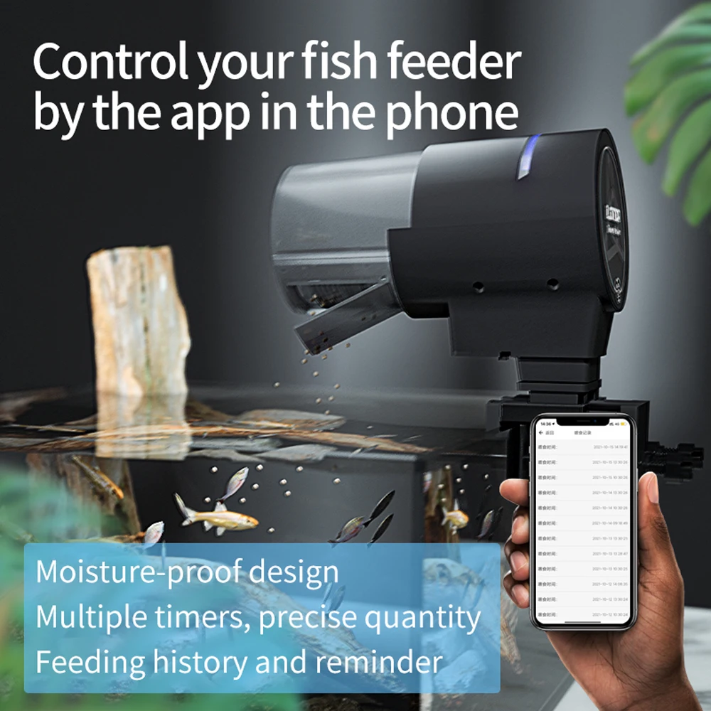 WiFi Intelligent Timing Automatic Feeder Aquarium Goldfish Feeder 210ML Large Capacity Fish Feeder Mobilephone APP Control