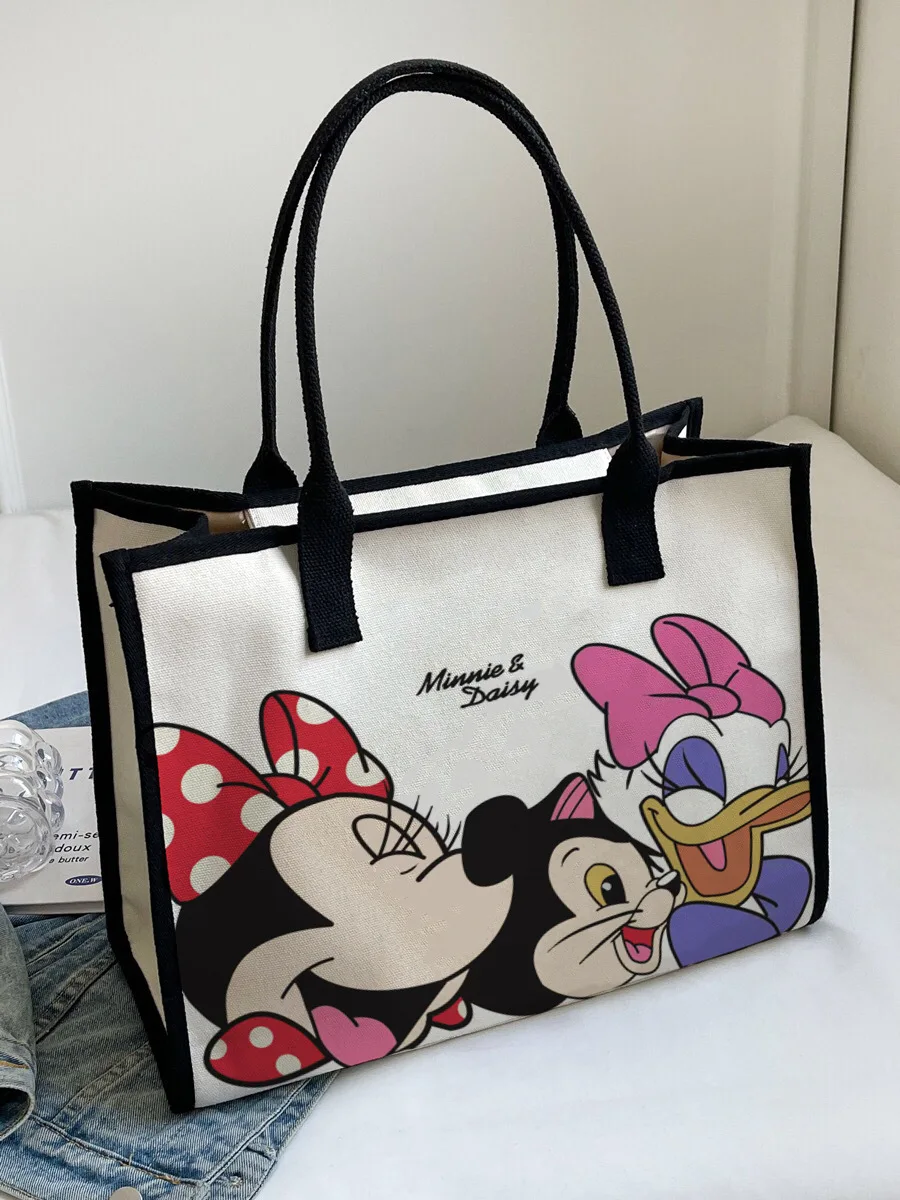 

Women's Casual Fashion Tote Bag Large Capacity Mickey Mouse Underarm Bag New Cartoon Disney Cute Canvas Shoulder Bag