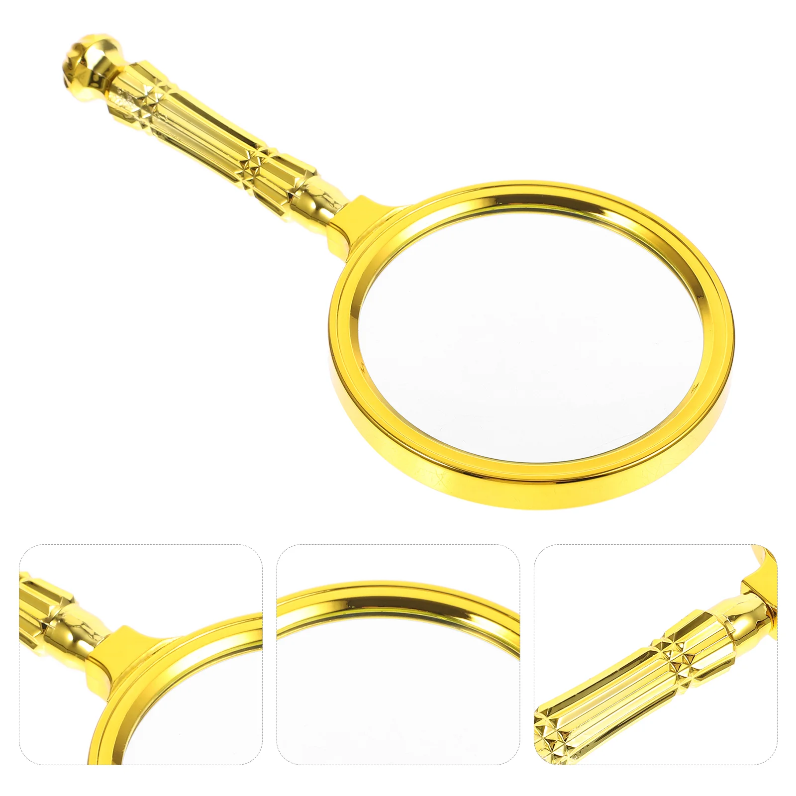 

Gold Plated Magnifying Glass Reusable Magnifier Tools Handle Metal Exploration Handheld Magnifiers