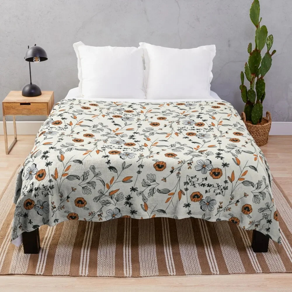 

Orange Flower Pattern Throw Blanket manga Bed linens Blankets