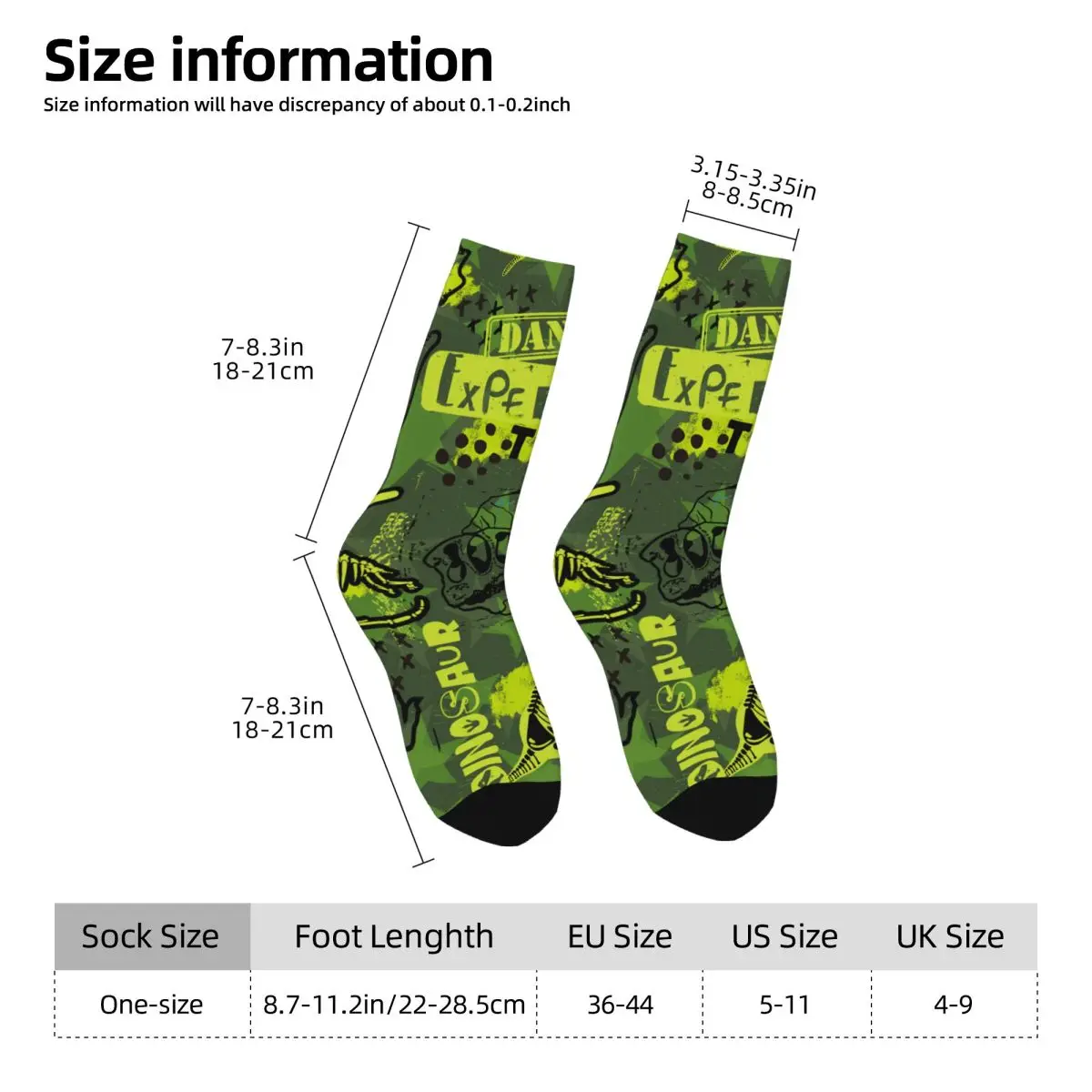 Hip Hop Retro Dino Pattern Crazy Men's Socks Unisex Street Style Seamless Printed Funny Crew Sock Boys Gift