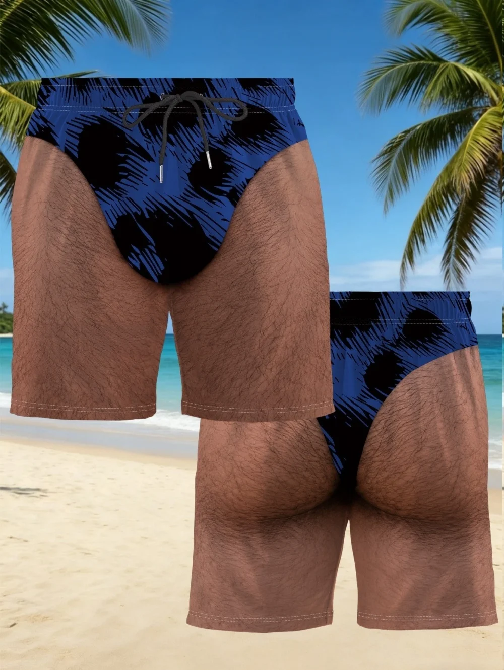 Funny Swim Trunks Men Shorts 3D Print Leopard Fake Skin Summer Vacation Beach Shorts Hawaiian Vacation Fun Gift for Men's Shorts