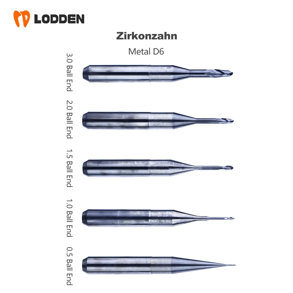 

Zirkonzahn Metal D6 Dental Lab Milling Burs for Dental metal materials Grinding Tool Diameter 0.5/1.0/1.5/2.0/3.0 Ball End
