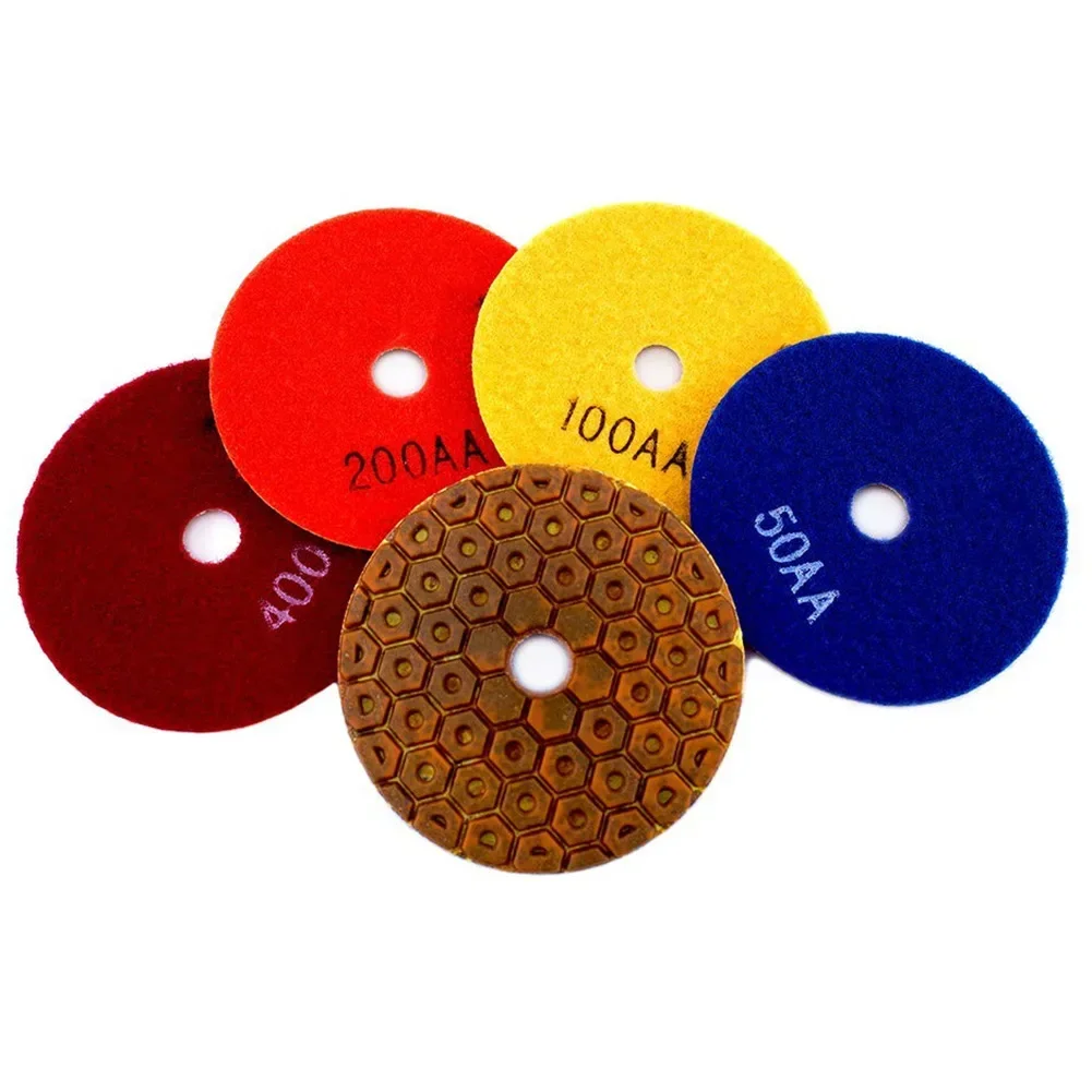 1/4pcs 100mm 50/100/200/400 Grits Top Marble Polishing Pads 4Inch Diamond Polishing Pad Granite Wet Flexible Polishing Pad