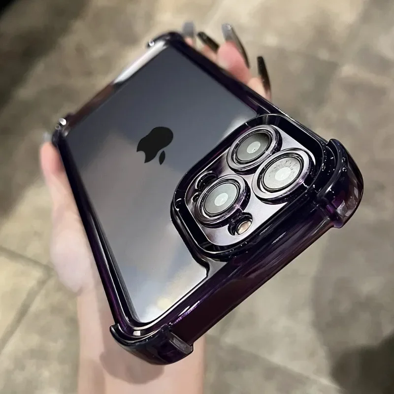 Funda de silicona transparente a prueba de golpes para iPhone, carcasa trasera de acrílico duro transparente para iPhone 15, 14, 11, 12, 13 Pro Max, X, XR, XS
