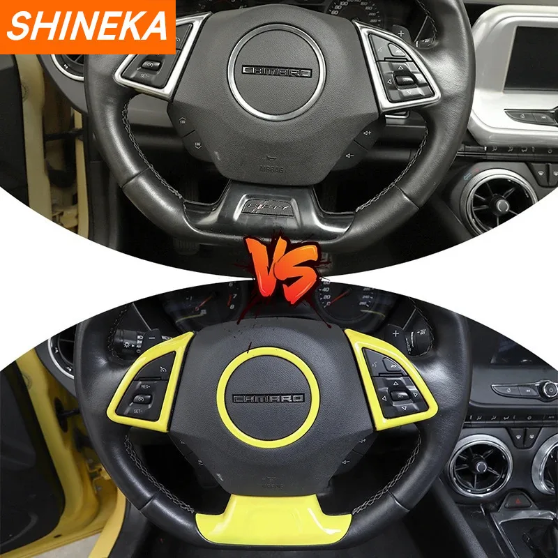 SHINEKA Car Steering Wheel Decoration Cover Trim for Chevrolet Camaro 2017 2018 2019 2020 2021 2022 2023 Up Interior Accessories