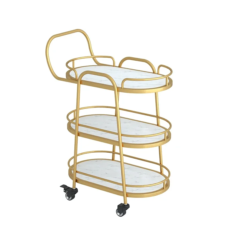 Commercial restaurant mobile tea cart, iron art light luxury home hotel tea delivery cart, hand cart