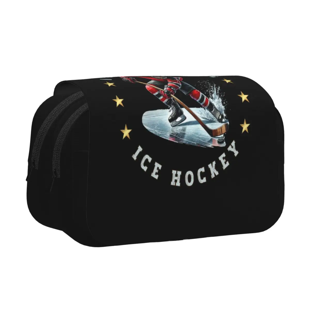I Freaking Love Ice Hockey Pencil Case Pen Holder Hard Shell Leather Large Storage Pen Box Pencil Bag for Studen Gifts